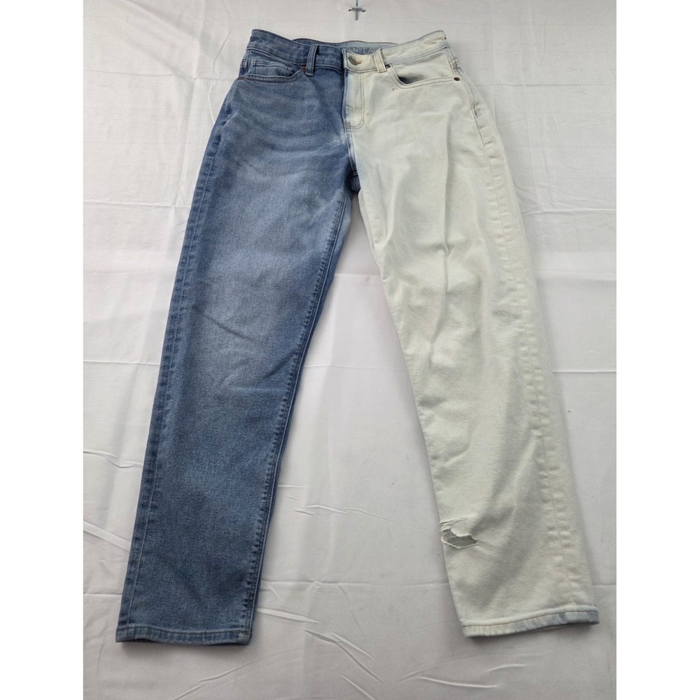 American Eagle Jeans Stretch Womens 4 Bleached Denim Distressed Y2K Upcycled